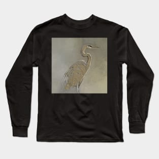 Metalic Blue Heron Long Sleeve T-Shirt